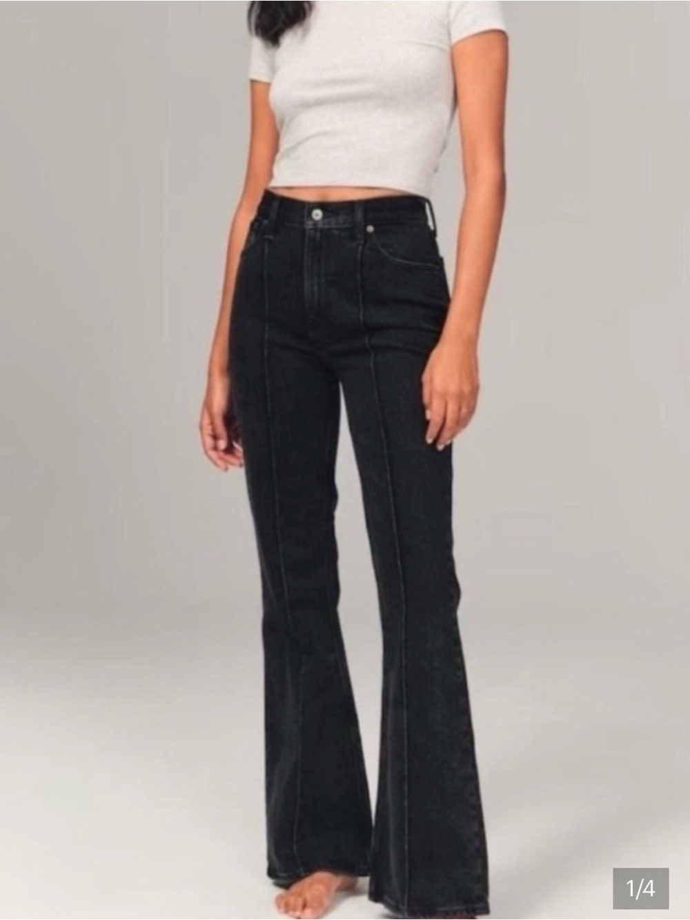 Abercrombie & Fitch Black High-Rise Pintuck Flare Jeans 26/2